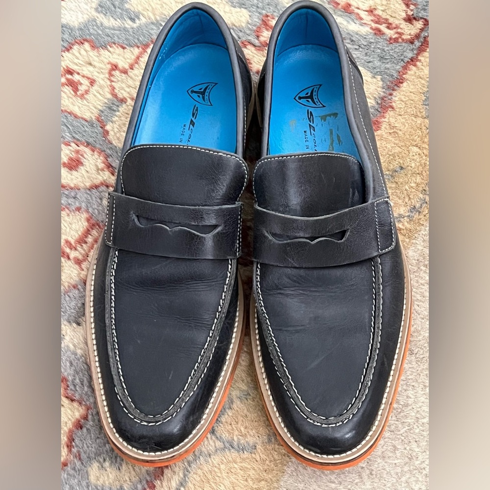 Michael Toschi Cabo Penny Loafers Steel / Orange Sole Size 9 US/ 8.5 UK